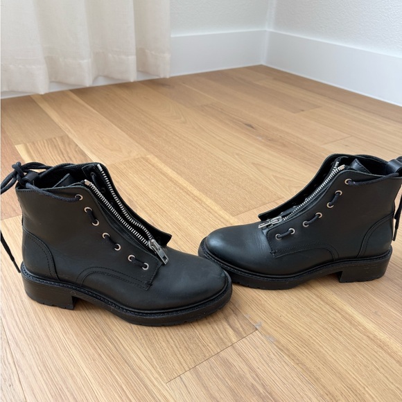 Black Lace-Up Ankle Boots with Zipper - Picture 4 of 7